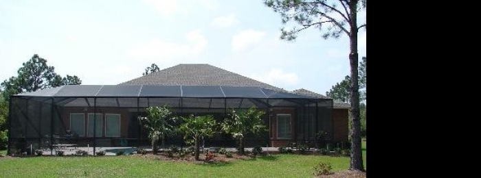 mansard, kickplate, self-latching, screen pool enclosure, pool cage, pool screen, daphne, alabama